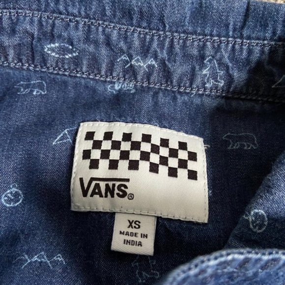 Like NEW Vans Super-Cute Camping Print Denim Shirt - Picture 3 of 7